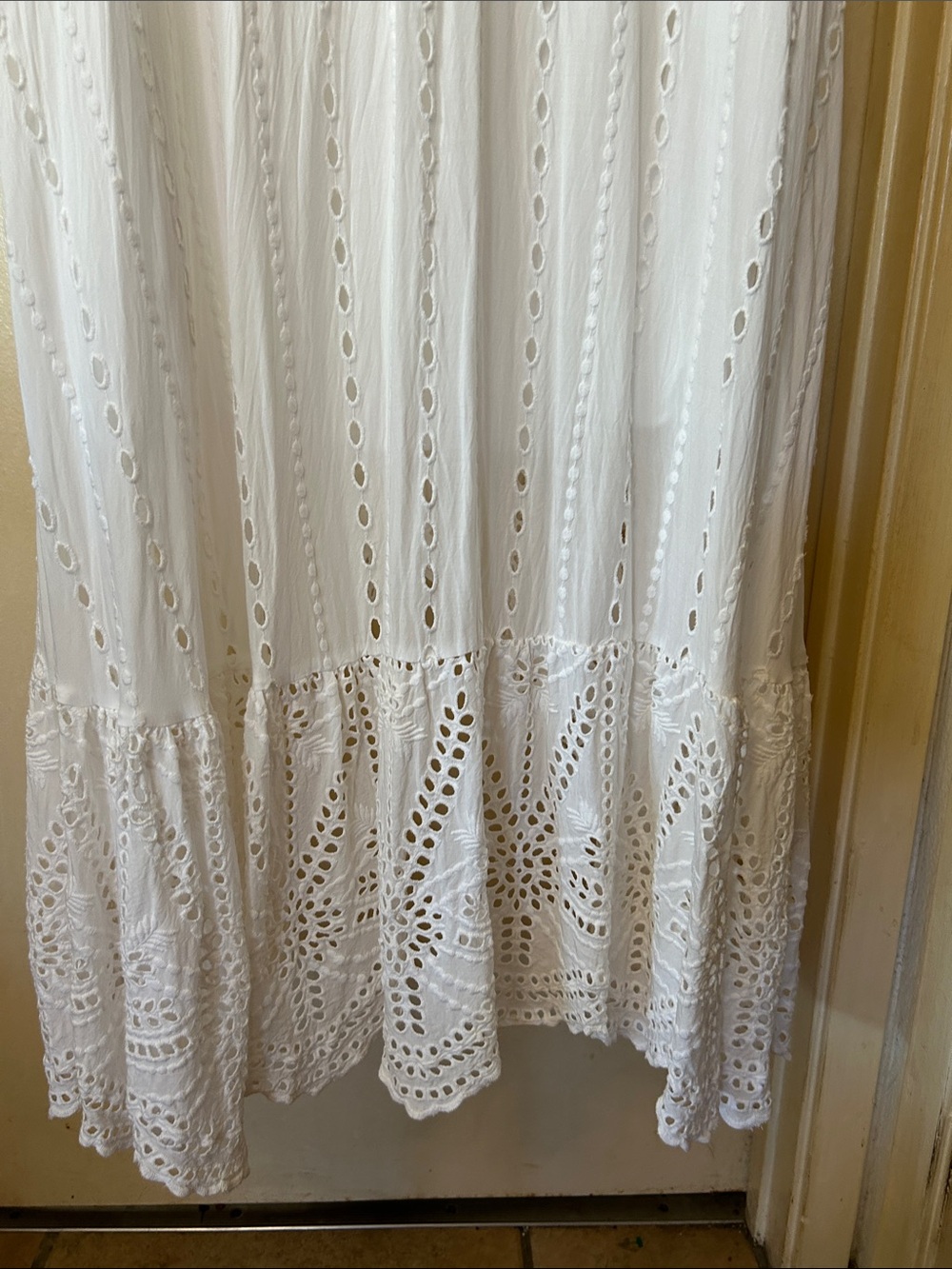 Young Fabulous & Broke White Eyelet Button-Front Maxi Dress size M - Picture 12 of 14